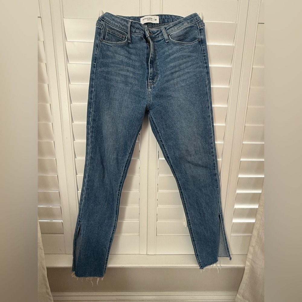 Just Black Women's Straight Leg Blue Jeans With Slit